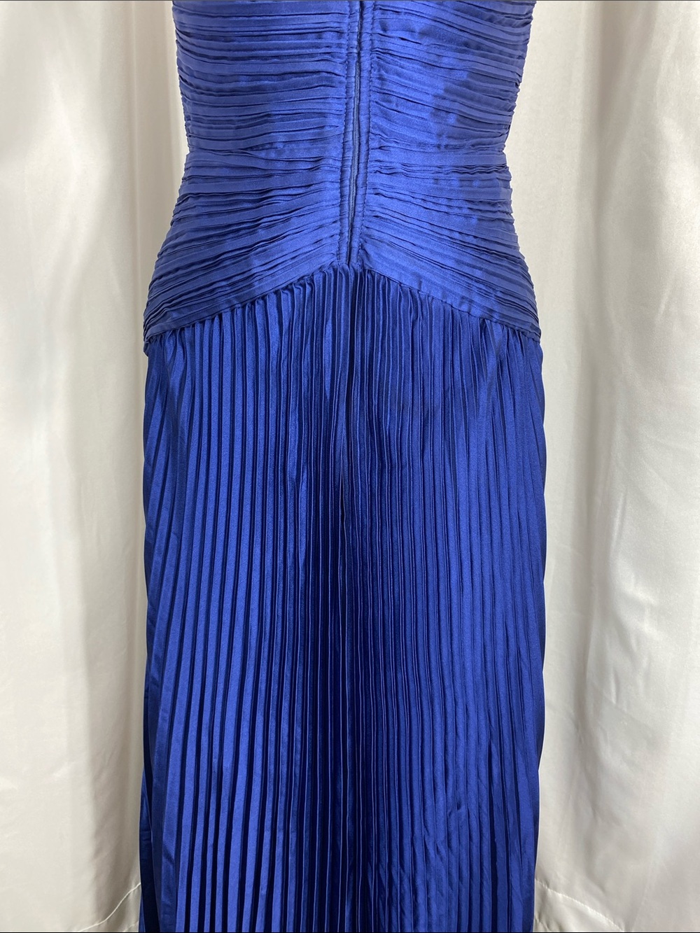 Lulus Elkay Navy Blue Pleated Satin Drop Waist Maxi Dress Size M NWT - Picture 10 of 16